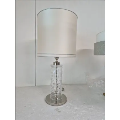Zdjęcie Lampa stołowa z przezroczystego kryształu florenckiego z wykończeniem polerowanym niklem – Il Paralume Marina