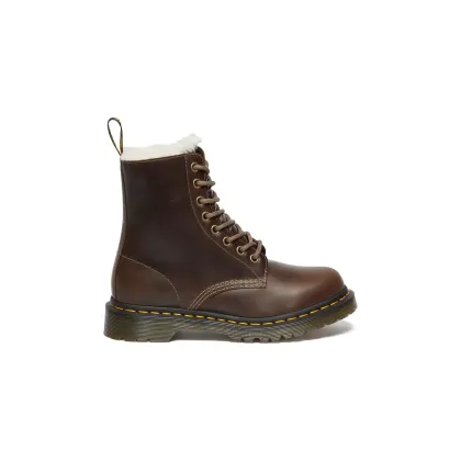 Zdjęcie Dr. Martens workery skórzane 1460 Pascal Serena damskie kolor brązowy na płaskim obcasie ocieplone DM32019777