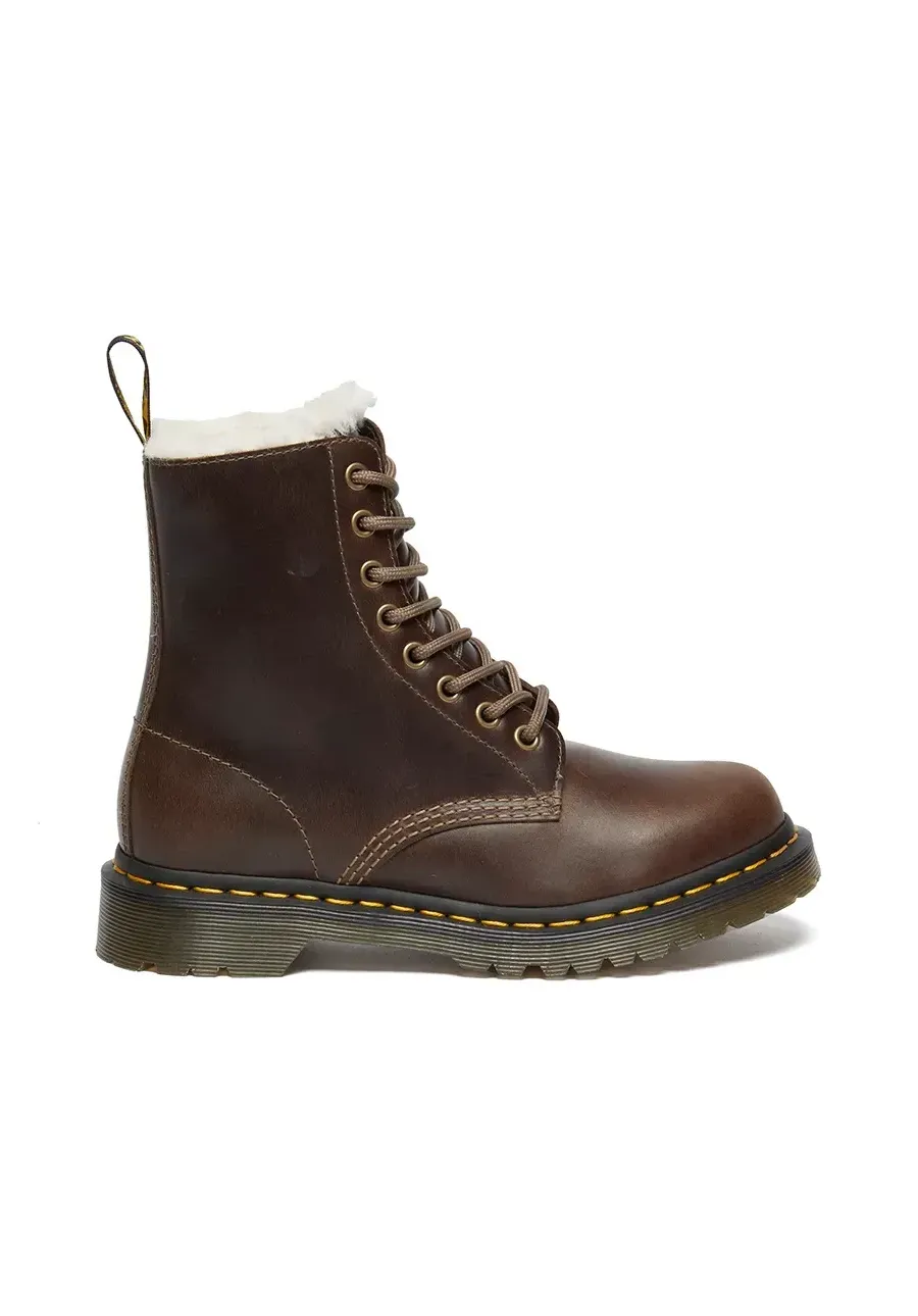 obrazek 1 Dr. Martens workery skórzane 1460 Pascal Serena damskie kolor brązowy na płaskim obcasie ocieplone DM32019777