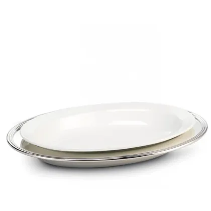 Zdjęcie Serwer na ryż z białej porcelany i srebra