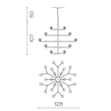 Zdjęcie Piękny żyrandol w stylu art deco wykonany w wykończeniu niklem - Il Paralume Marina