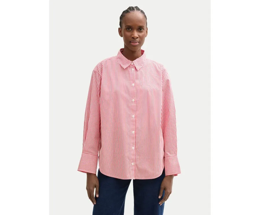 obrazek 1 Tom Tailor Denim Koszula Striped loose-fit shirt 1040551 Czerwony Regular Fit