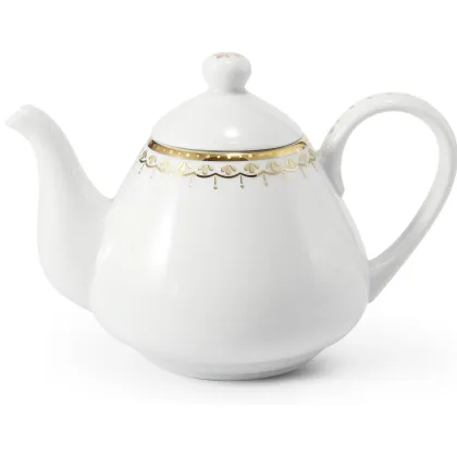 Zdjęcie Piękny czajniczek ze złotym delikatnym zdobieniem z kolekcji HyggeLine – Leander