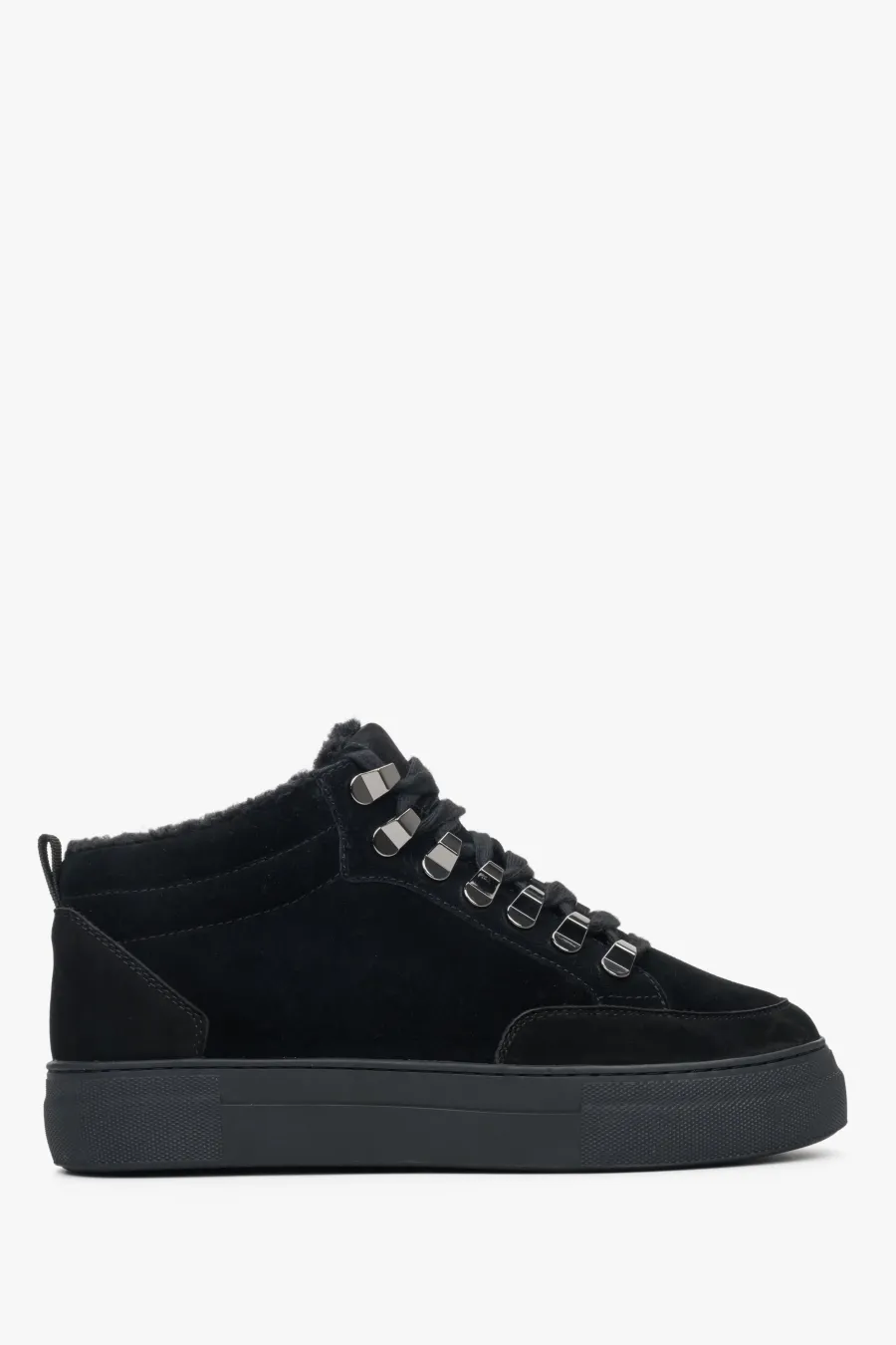 obrazek 1 Estro: Czarne sneakersy damskie na zimę z nubuku