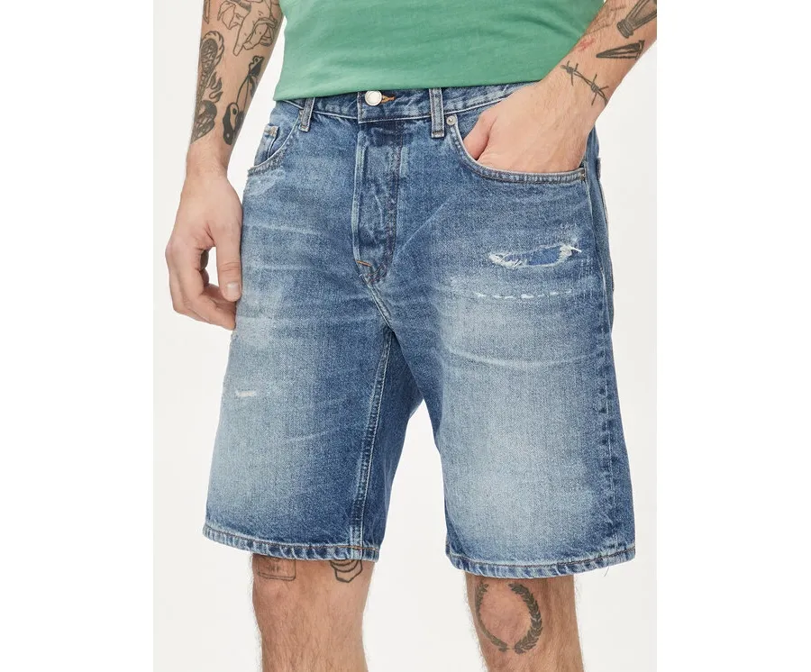 obrazek 1 Pepe Jeans Szorty jeansowe Relaxed Short Repair PM801074 Niebieski Relaxed Fit