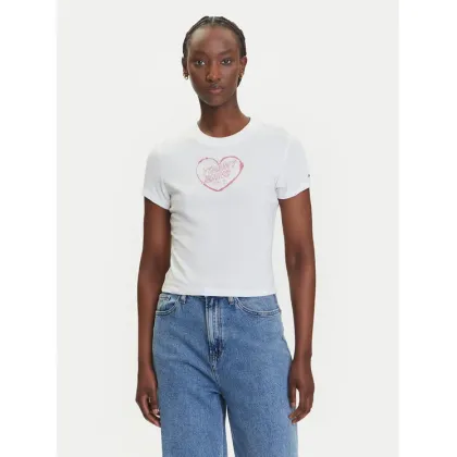 Zdjęcie Tommy Jeans T-Shirt Heart DW0DW21390 Biały Slim Fit