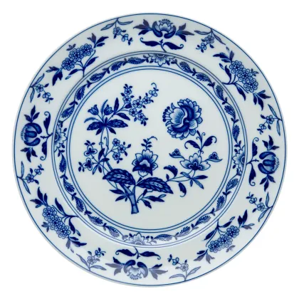 Zdjęcie Płaski okrągły talerz z porcelany Margão inspirowany klasyczną porcelaną „India Company” - Vista Alegre