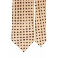 Picture Cream, hand-sewn tie with small flowers and patterned polka dots