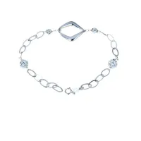 Zdjęcie Okazała bransoletka z centralnie wyciętym diamentem i cyrkoniowymi kuleczkami