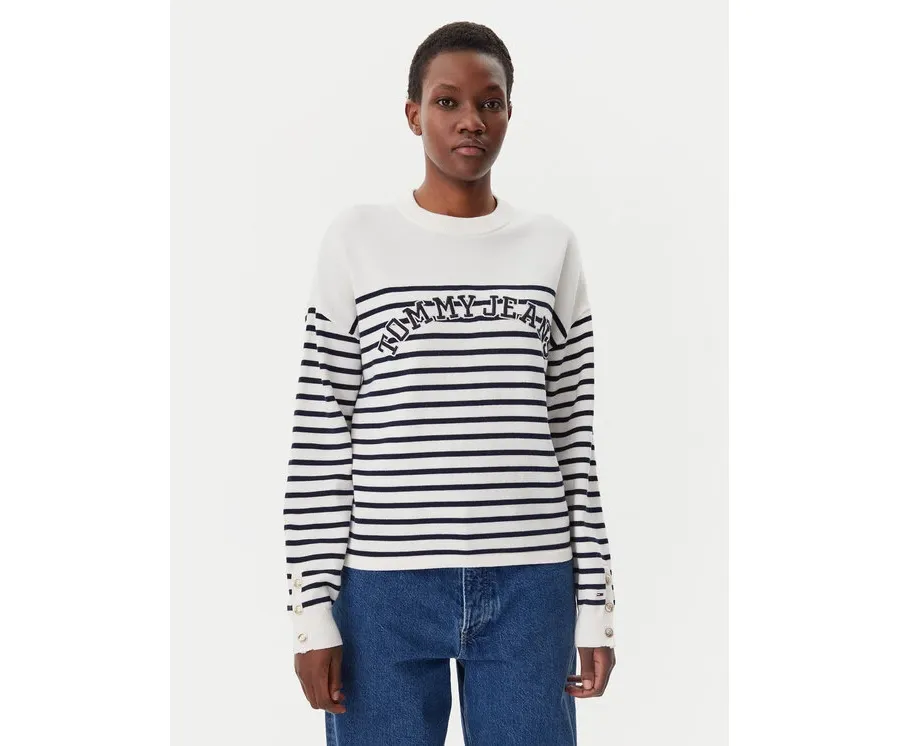 obrazek 1 Tommy Jeans Sweter Varsity DW0DW20251 Écru Regular Fit