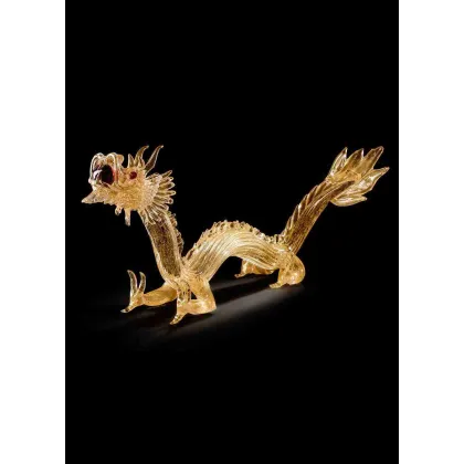 Zdjęcie Zdobnicza rzeźba smoka ze złota i szkła Murano