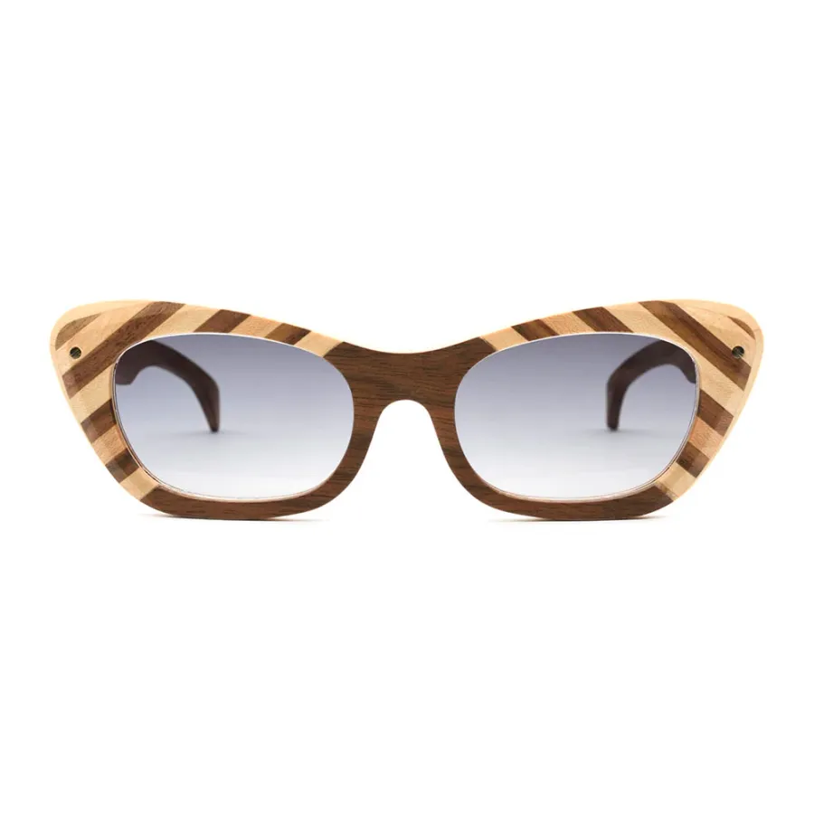 obrazek 2 Drewniane okulary damskie w ukośne paski - Legno Light