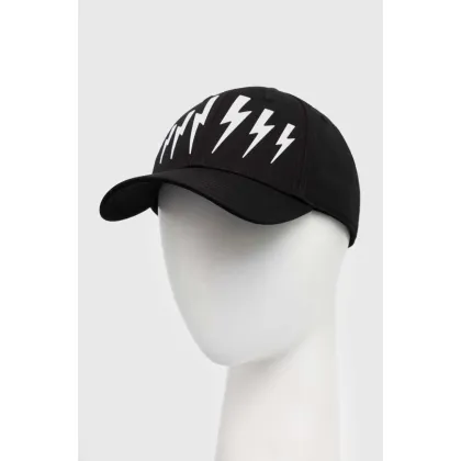 Zdjęcie Neil Barett czapka z daszkiem BOLT kolor czarny z aplikacją PBCP320B.C9501.524