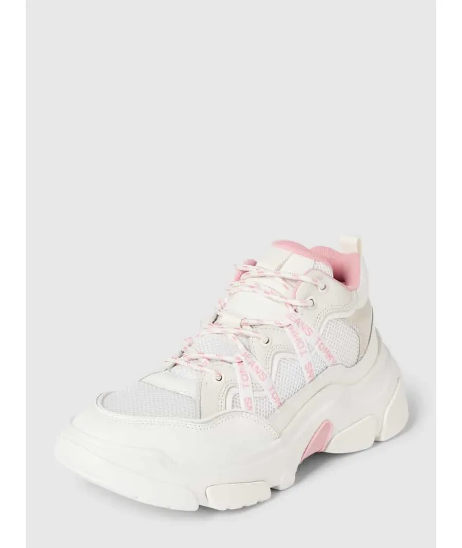obrazek 1 Sneakersy skórzane z obszyciem w kontrastowym kolorze
