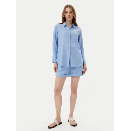 Zdjęcie Selmark Komplet koszula i szorty materiałowe BC176 Niebieski Relaxed Fit