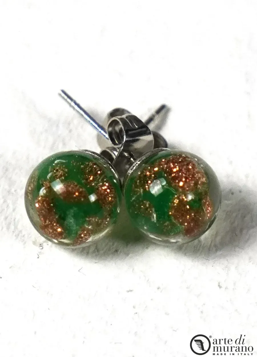 obrazek 1 Gustowne zielone kolczyki ze szkła Murano