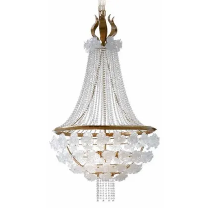 Zdjęcie Elegancki żyrandol w całości wykonany ze szkła Murano, ręcznie tkanych pereł i kwiatów – Il Paralume Marina