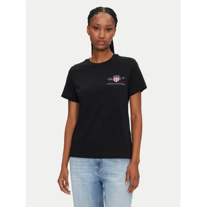 Zdjęcie Gant T-Shirt Bisiklet Yaka 4200277 Czarny Regular Fit