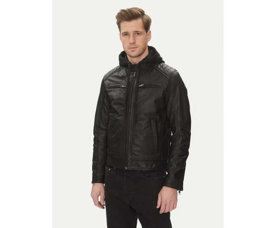 obrazek 1 Serge Pariente Kurtka skórzana Sean Czarny Regular Fit