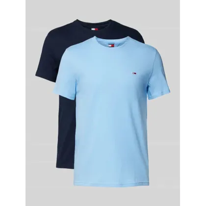 Zdjęcie T-shirt o kroju slim fit z wyhaftowanym logo w zestawie 2 szt.