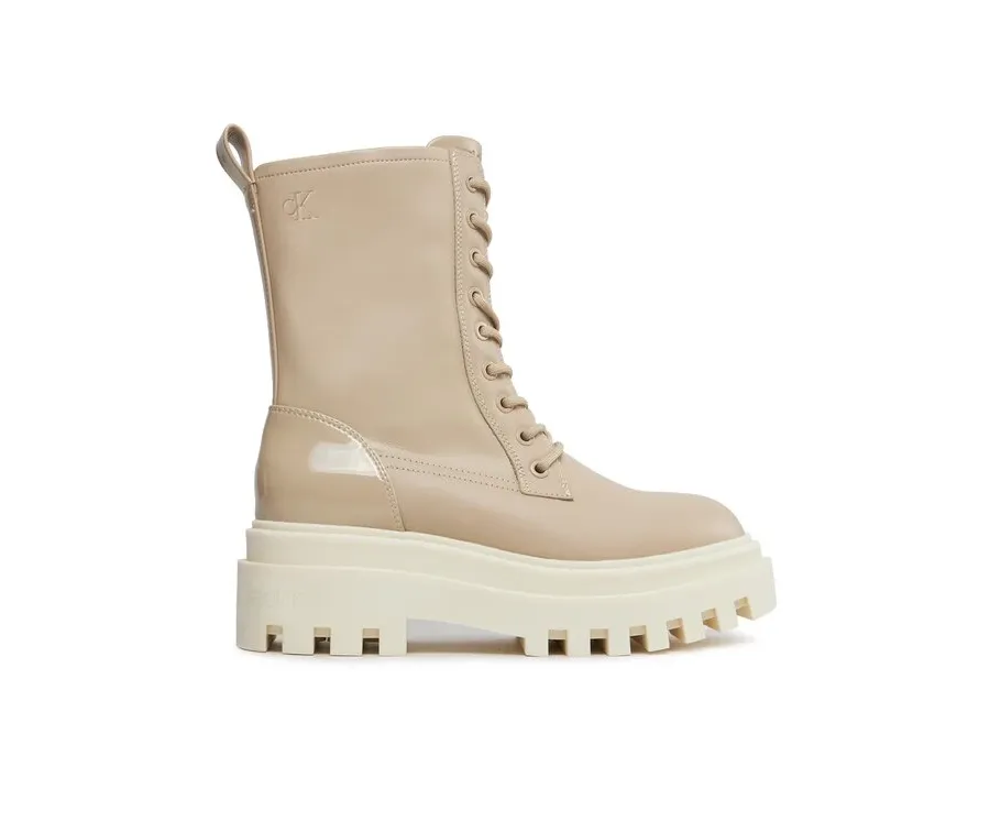 obrazek 1 Calvin Klein Jeans Trapery Chunky Laceup Lth Mg Sat YW0YW01285 Beżowy