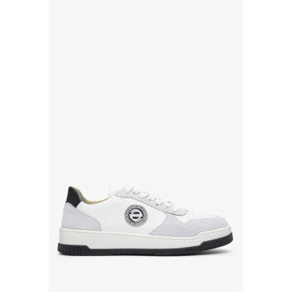 Zdjęcie Estro: Biało-szare sneakersy damskie ze skóry naturalnej i weluru