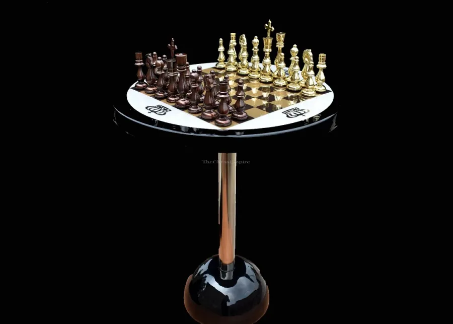 obrazek 13 Luksusowy stół szachowy z mosiężnymi figurami - The Chess Empire