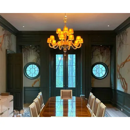 Zdjęcie Elegancki włoski szklany żyrandol - szkło murano