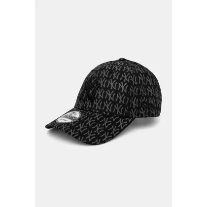 Zdjęcie New Era czapka z daszkiem bawełniana TEAM MONOGRAM 9FORTY® NEW YORK YANKEES kolor czarny wzorzysta 60565357