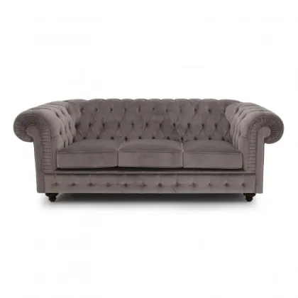 Zdjęcie Szara elegancka sofa 3-osobowa w stylu Chesterfield- Sevensedie