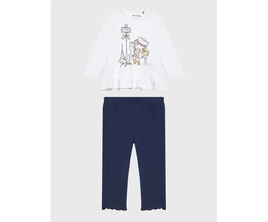 obrazek 1 Blue Seven Komplet bluzka i legginsy 966009 Biały Regular Fit