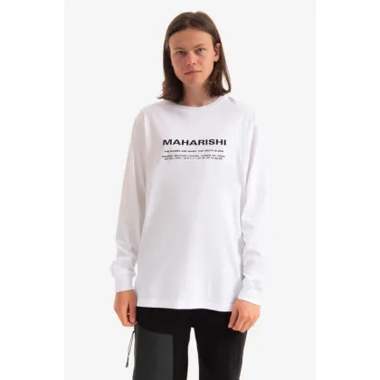 Zdjęcie Maharishi longsleeve bawełniany Miltype Embroidered L/S T-Shirt kolor biały z nadrukiem 9754.WHITE-WHITE