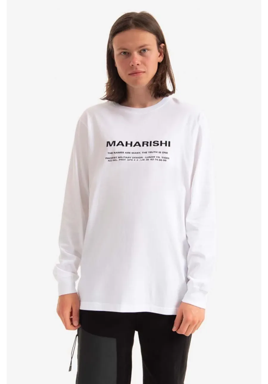 obrazek 1 Maharishi longsleeve bawełniany Miltype Embroidered L/S T-Shirt kolor biały z nadrukiem 9754.WHITE-WHITE