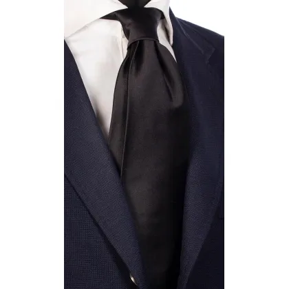 Zdjęcie Klasyczny, satynowy, czarny krawat dla mężczyzn