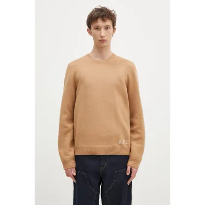 Zdjęcie A.P.C. sweter wełniany Pull Edward męski kolor brązowy WVBDJ.H23059