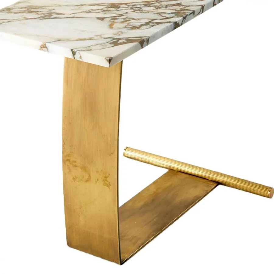 obrazek 4 Prostokątny stolik kawowy ze szczotkowanego metalu H.62xL.50xP.60 cm