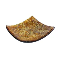 Picture Square plate made of gold Murano glass – amber color