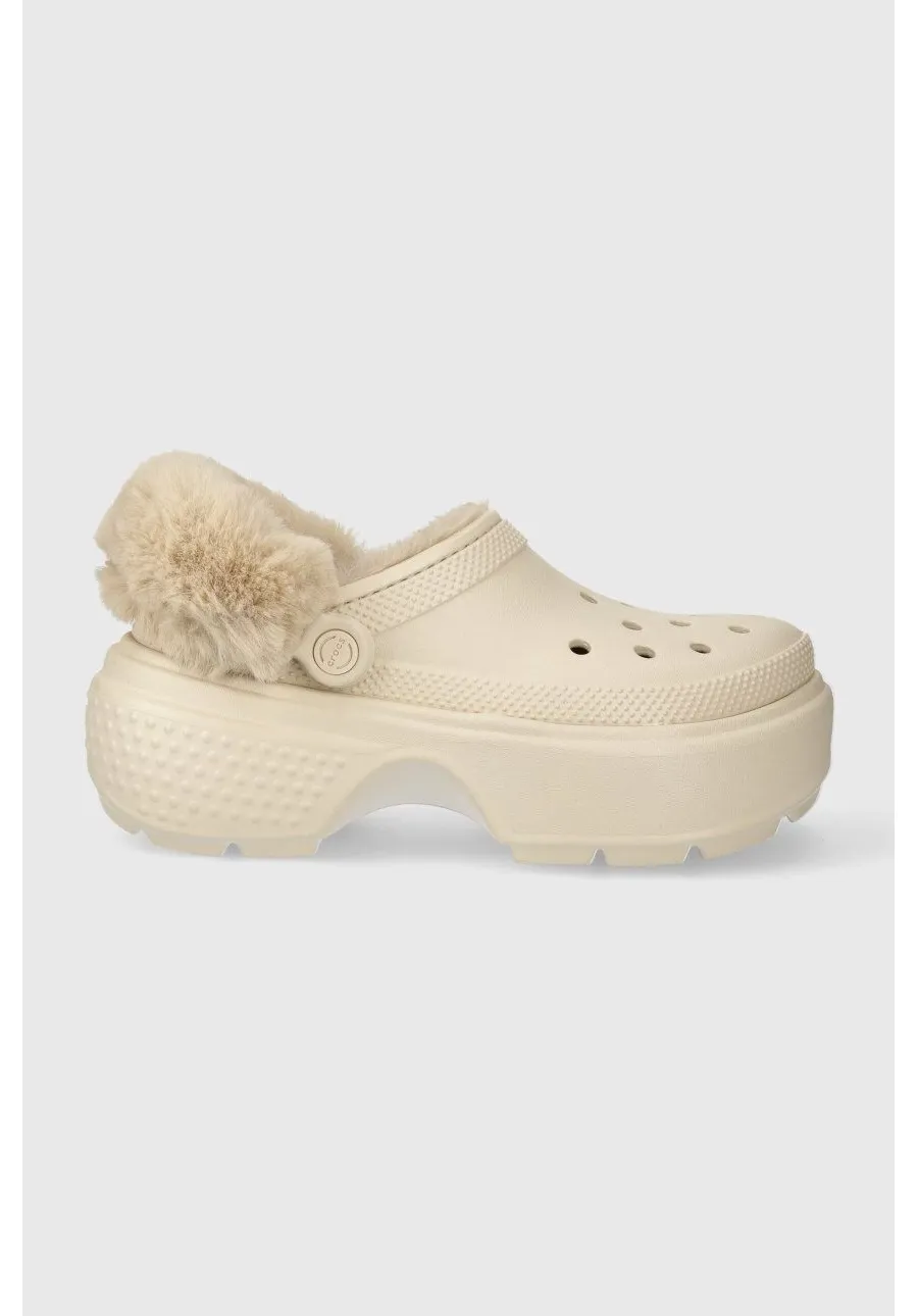 obrazek 1 Crocs klapki Stomp Lined Clog damskie kolor beżowy na platformie 208546
