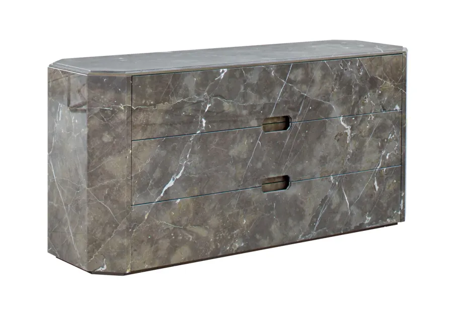 obrazek 2 Gustowna komoda z 3 szufladami do sypialni z blatem marmurowanym
