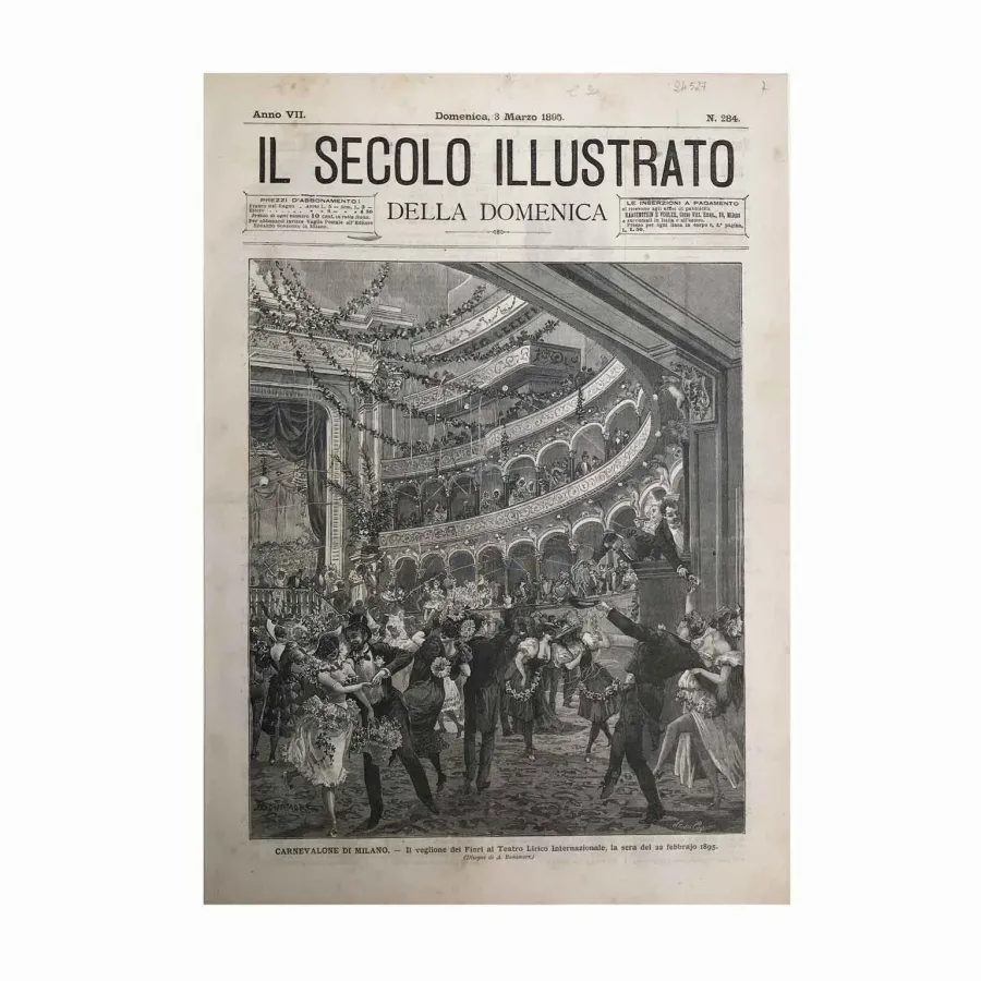 obrazek 2 Antyczny wydruk - Carnevalone z Mediolanu w Teatro Lirico di Milano w 1895 r.