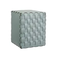 Zdjęcie Jasnobłękitny tapicerowany skórzany stołek Bottega 35x35xH40 cm