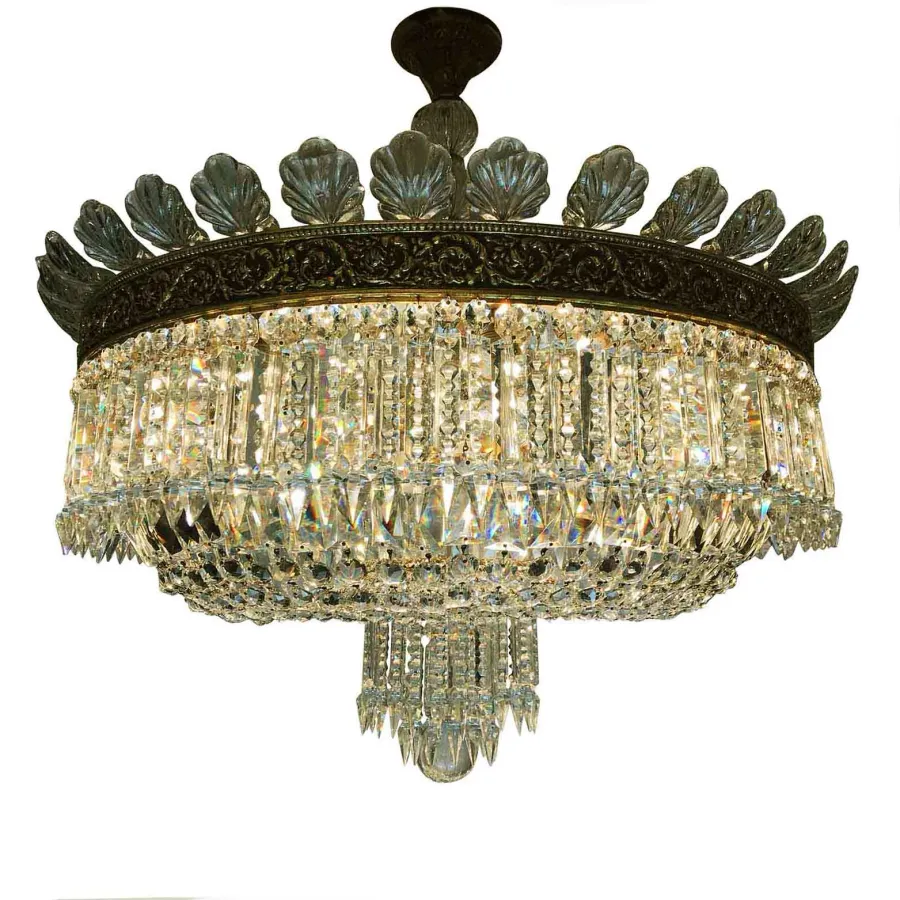 obrazek 9 Duża lampa sufitowa z brązu i kryształu o okrągłym kształcie ograniczonym koroną