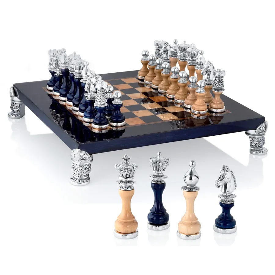 obrazek 1 Niebieskie drewno - komplet szachowy dla znawcy tematu - Luxury Products
