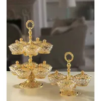 Picture A prestigious crystal plate covered with 24 ct gold for snacks
