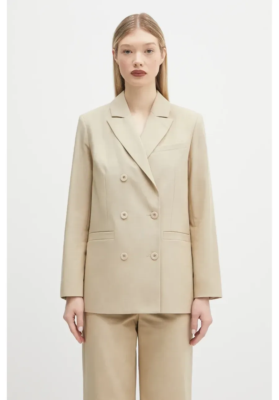 obrazek 1 A.P.C. marynarka bawełniana veste lucy kolor beżowy dwurzędowa gładka COHFU.F03212