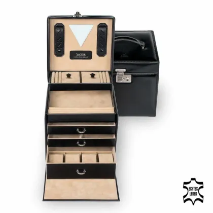 Zdjęcie Skórzane pudełko na bizuterię z szufladą na 4 zegarki - Sacher