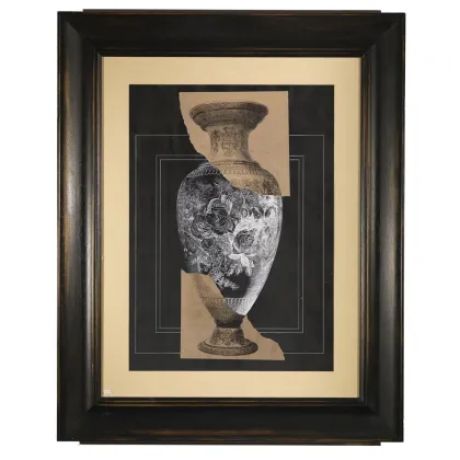 Picture Hand-retouched print of a vase with a rose H.103xL.83xP.5 cm