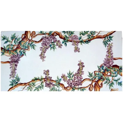 Zdjęcie Elegancki blat do ogrodu z lawy zdobiony motywem kwitnącego drzewa - Ceramiche Valchida