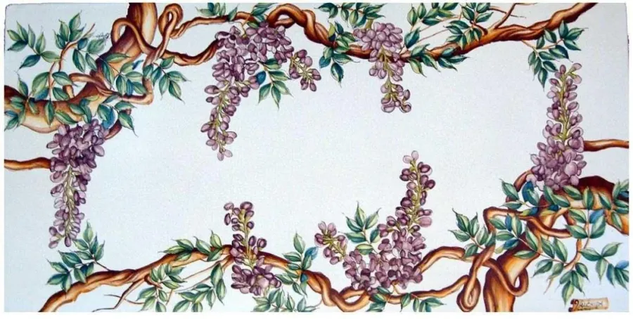 obrazek 1 Elegancki blat do ogrodu z lawy zdobiony motywem kwitnącego drzewa - Ceramiche Valchida