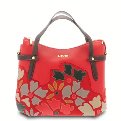 Zdjęcie Czerwona włoska torebka z motywem kwiatów - Giudi